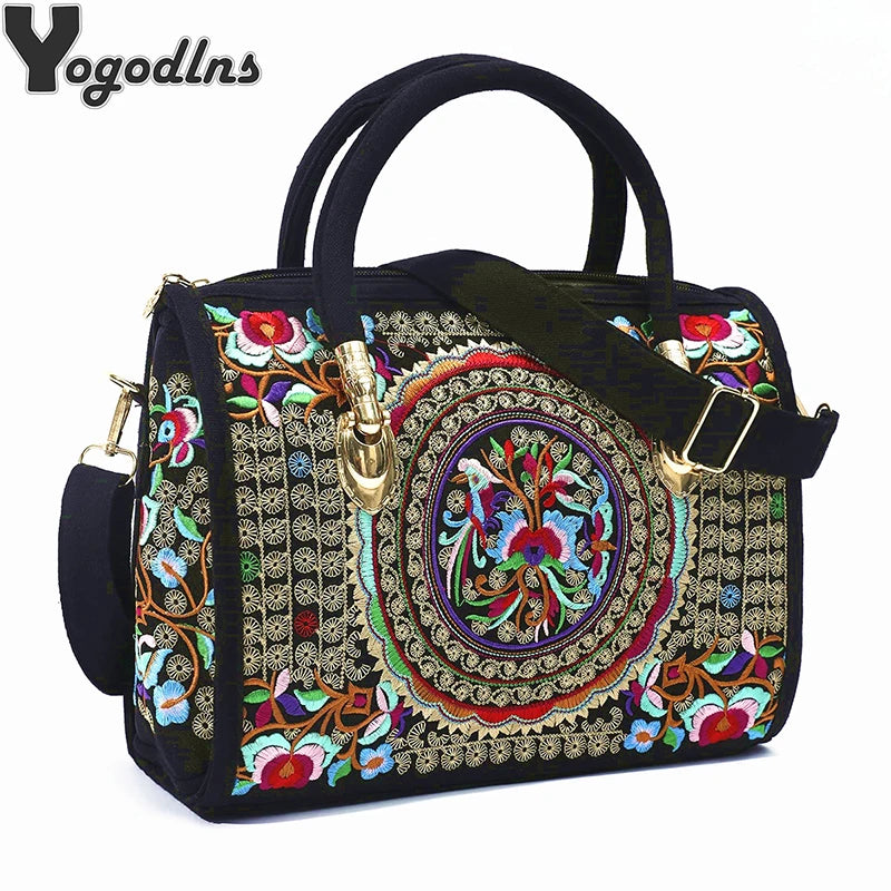 Women Shoulder Bag Handmade Embroidered Bohemia Handbag Large Capacity Canvas Shopping Tote