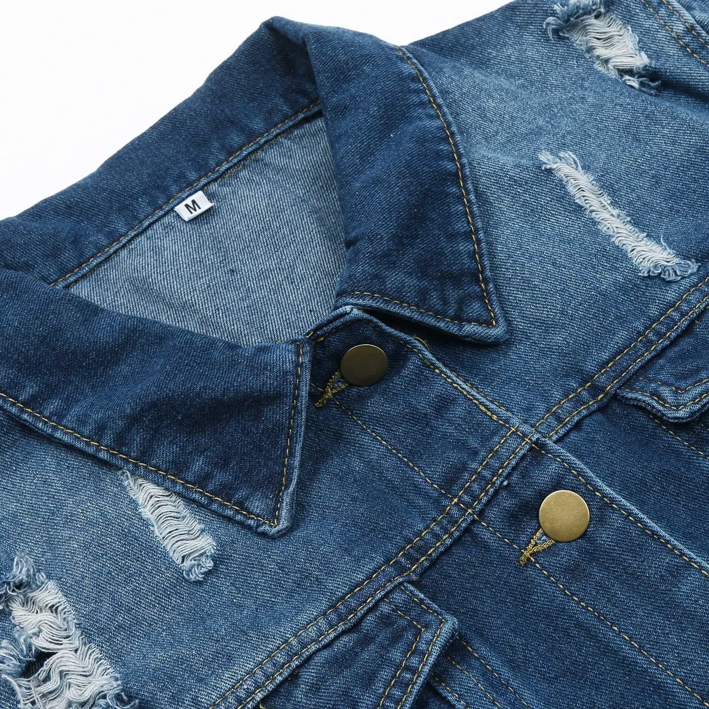 Ripped Holes Maxi Long Denim Jacket Trench Coat Plus Size Casual Denim Jacket