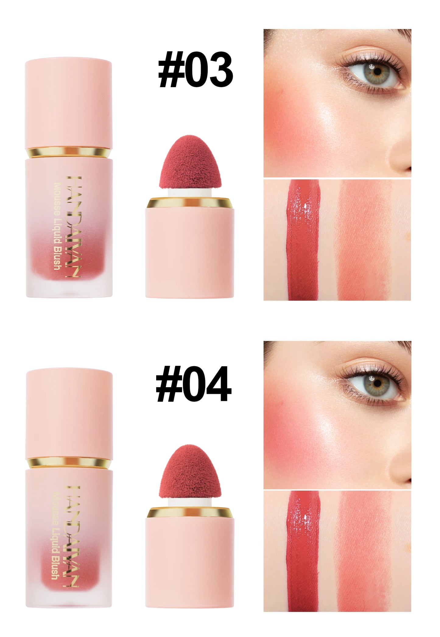 Handaiyan Matte Glitter Face Liquid Blusher Smooth Cheek Blush Highlighter Stick Rouge