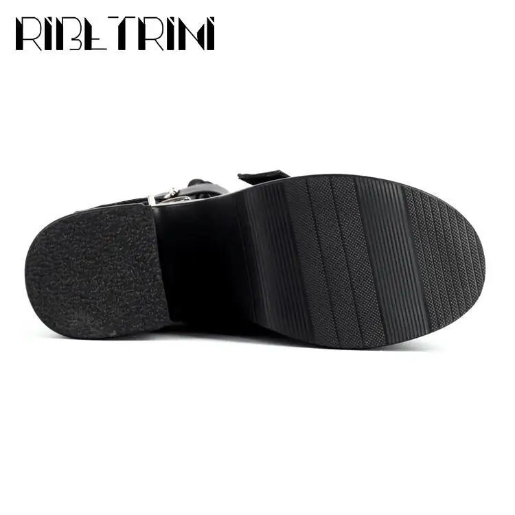 Goth Women Motorcycle Boots Block High Heels Platform Cool Street Boots