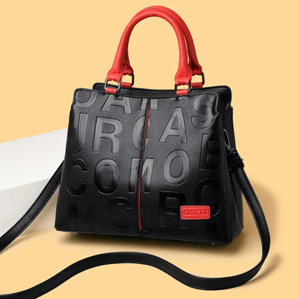 2-layer pockets Letter Printing Luxury Handbags Women Leather Bags Vintage Ladies Shoulder Crossbody Bags for Women Tote Bag
