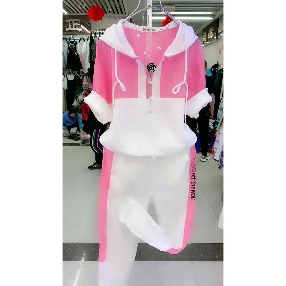 Women's Fashion Tracksuit Casual Suit Short Sleeve Hooded Top Pants Two Piece Set For Women