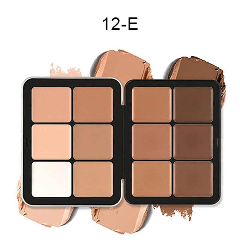 12-color Concealer Blush Cream Matte Highlight Contour Makeup All-in-one Palette Contouring - Fashionqueene.com