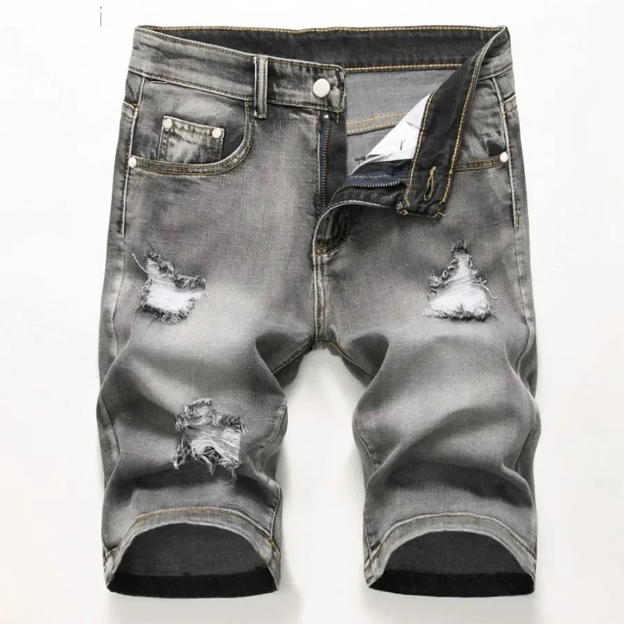 Men's Jeans Trend Denim Shorts Stretch Slim Hip Hop Classic