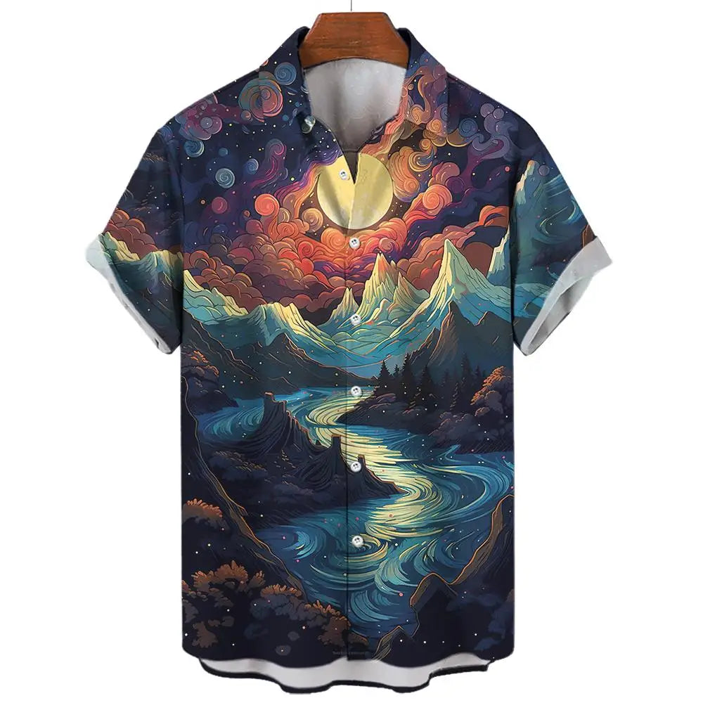 Short Sleeve Tops Japanese Style Ukiyoe Graphic Clothes Oversized Summer Apparel Streetweat Male Shirts