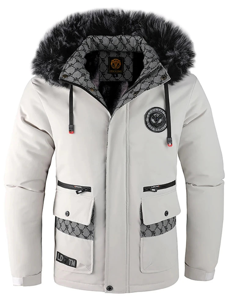 Men's Hooded Cotton Jacket Windproof Padded Cold Pure Color Simple