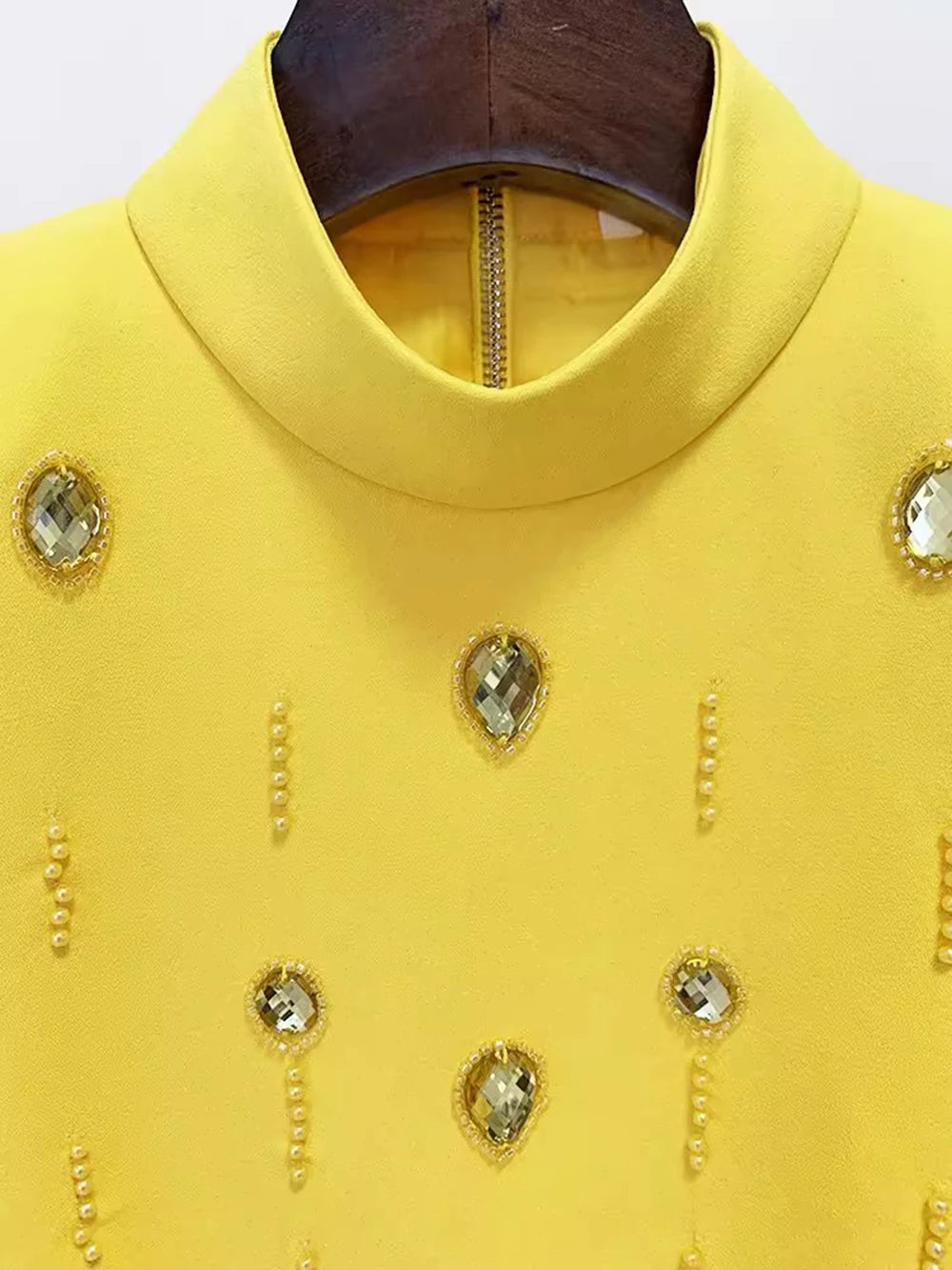 Long Sleeve Short Top and Mini Skirt Suit Outfit, Diamond Beaded Design,High Quality, 2 Pcs Set