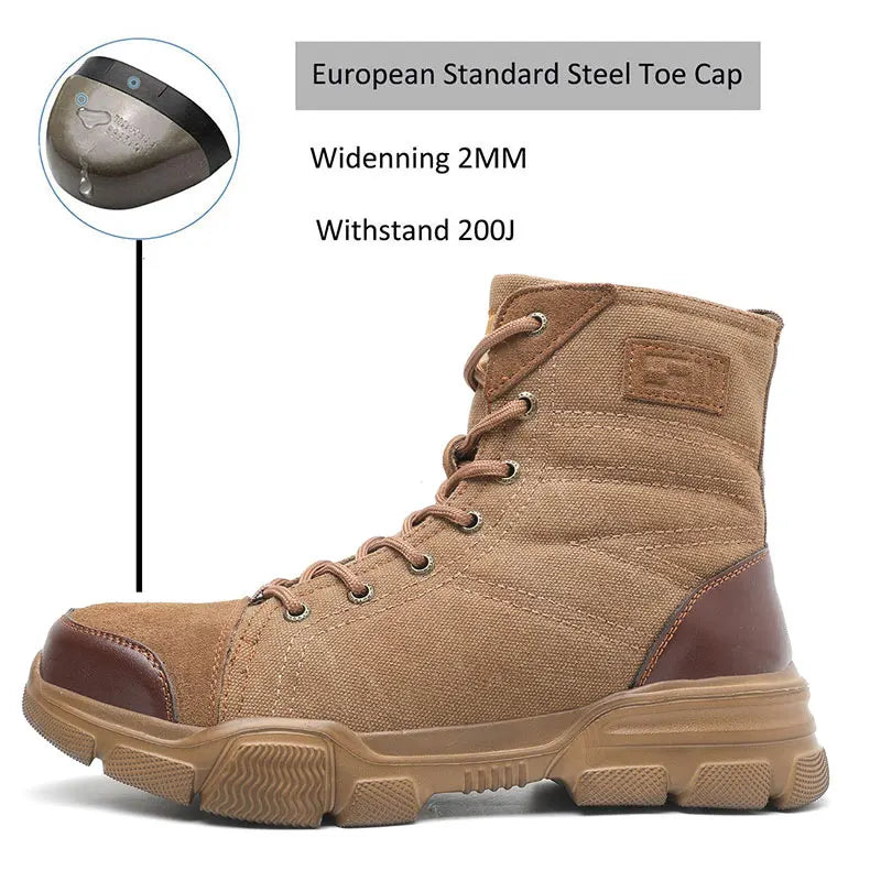 Steel Toe Boots for Men Work Boots Indestructible Work Safety 611 Khaki / 40 / United States 611 Khaki / 41 / United States