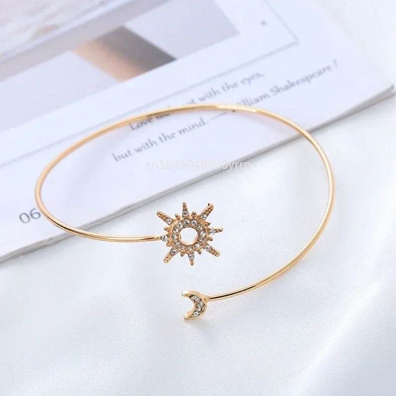 1 Pcs Rhinestones Arm Cuff for Women Armlet Bangle Arm Cuff Flexible - Fashionqueene.com