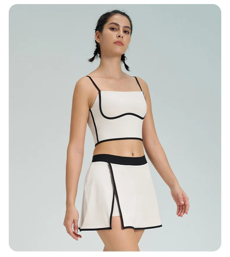 1/2PCS Yoga Set for Women Tennis Outfits Sports Bra Badminton Skirts Workout Sportswear Running Gym Wear Athletic Suits