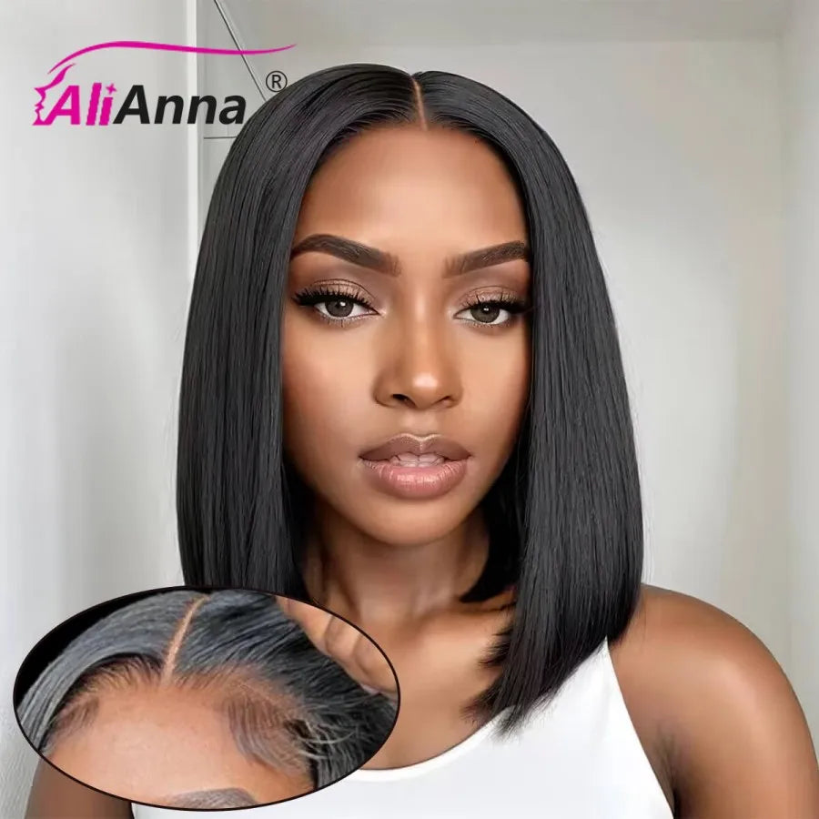 Glueless Wig Human Hair Ready To Wear Short Bob Wig Pre Cut Lace Human Hair United States 180%