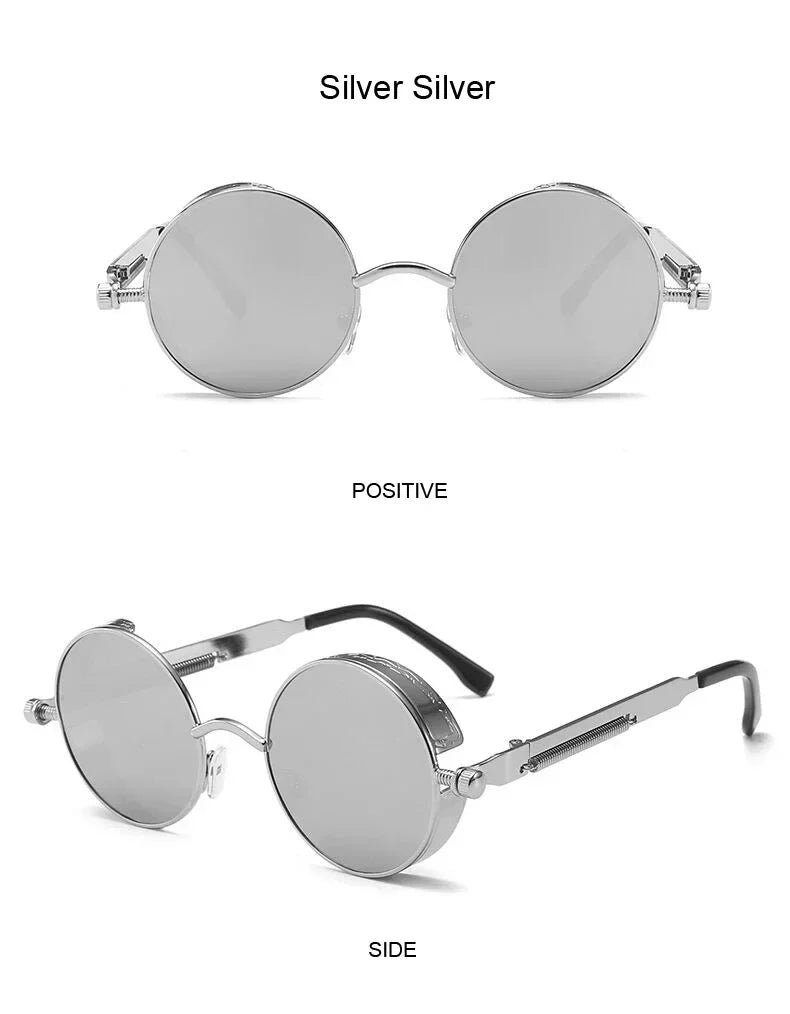 Classic Gothic Steampunk Sunglasses Luxury Brand Designer High Quality Men and Women Retro Round Metal Frame Sunglasses UV400