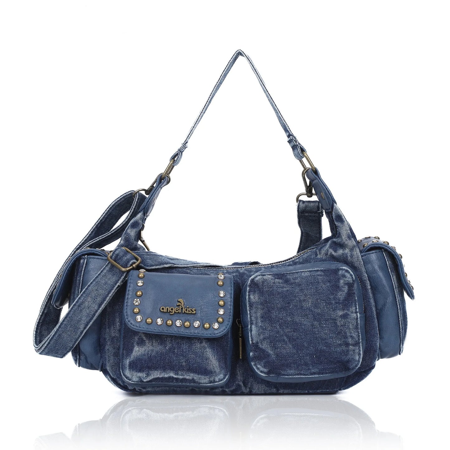 Women's Denim Bag Y2K Vintage Blue Jean Purse and Handbags Crossbody Wallet Large Capacity Baguette Bag Blue / 30cmx15cmx10cm Blue / 30cmx15cmx10cm-