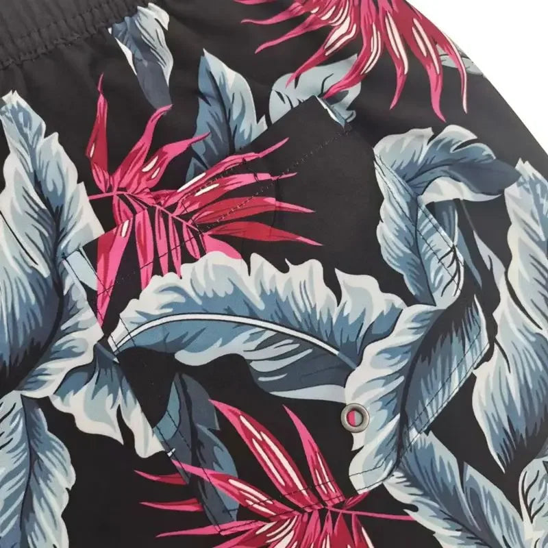 Men's Drawstring Printed Swimsuit Men Quick Dry Beach Shorts