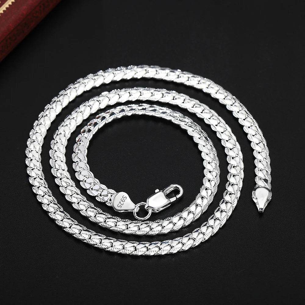 18K Gold/Silver Color 6mm Necklace 8/18/20/24 Inch Chain For Woman Men - Fashionqueene.com