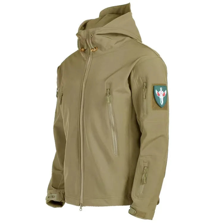 Military Shark Skin Soft Shell Jacket Mens Tactical Windproof Waterproof Army Hooded