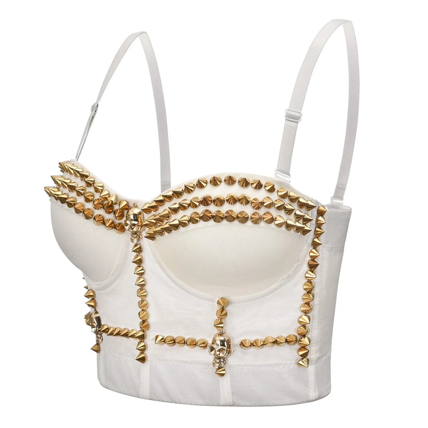 Rivet Corset Push Up Bras Club Wear Outfit Ladies Cropped Top White / XL / United States White / L / United States