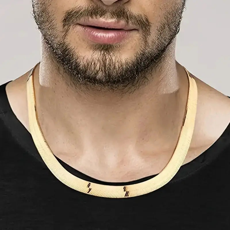 1Pc Width 9mm Chain Necklace For Men, Herringbone Chain Classic Clavicle Chain Jewelry 22inch