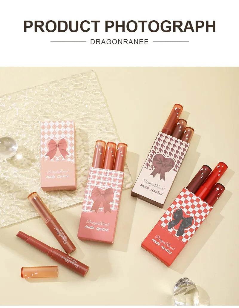 1/3pcs Nude Lipstick Crayon Long Lasting Matte Lipstick Pencil 24 Hours Waterproof Set Lip Moisturizer Colouring Lip Tint Stick - Fashionqueene.com
