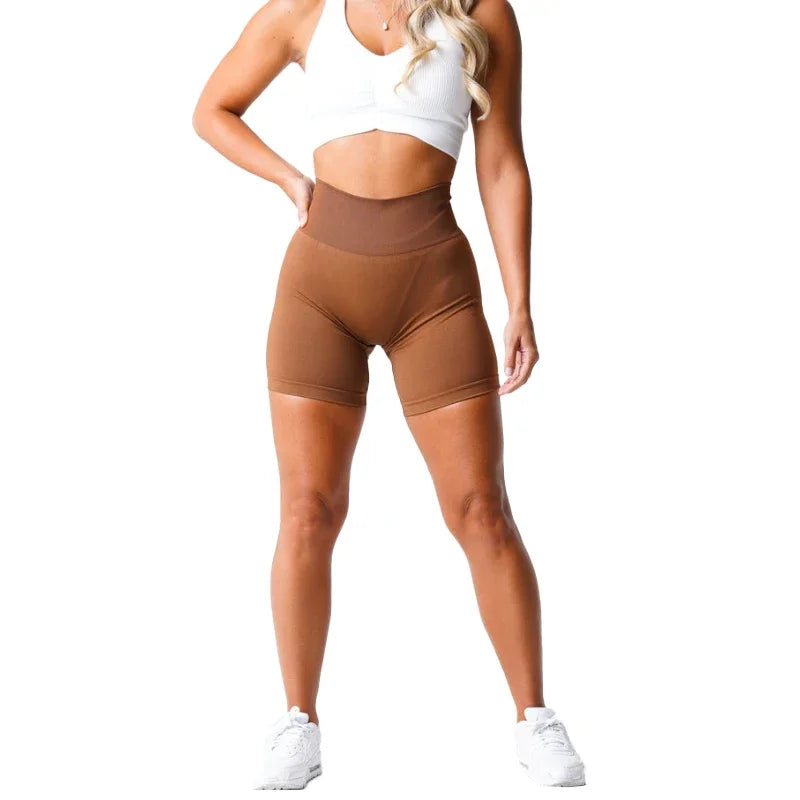 Spandex Solid Seamless Shorts Women Soft Workout Tights Fitness Outfits Yoga Pants Gym Wear
