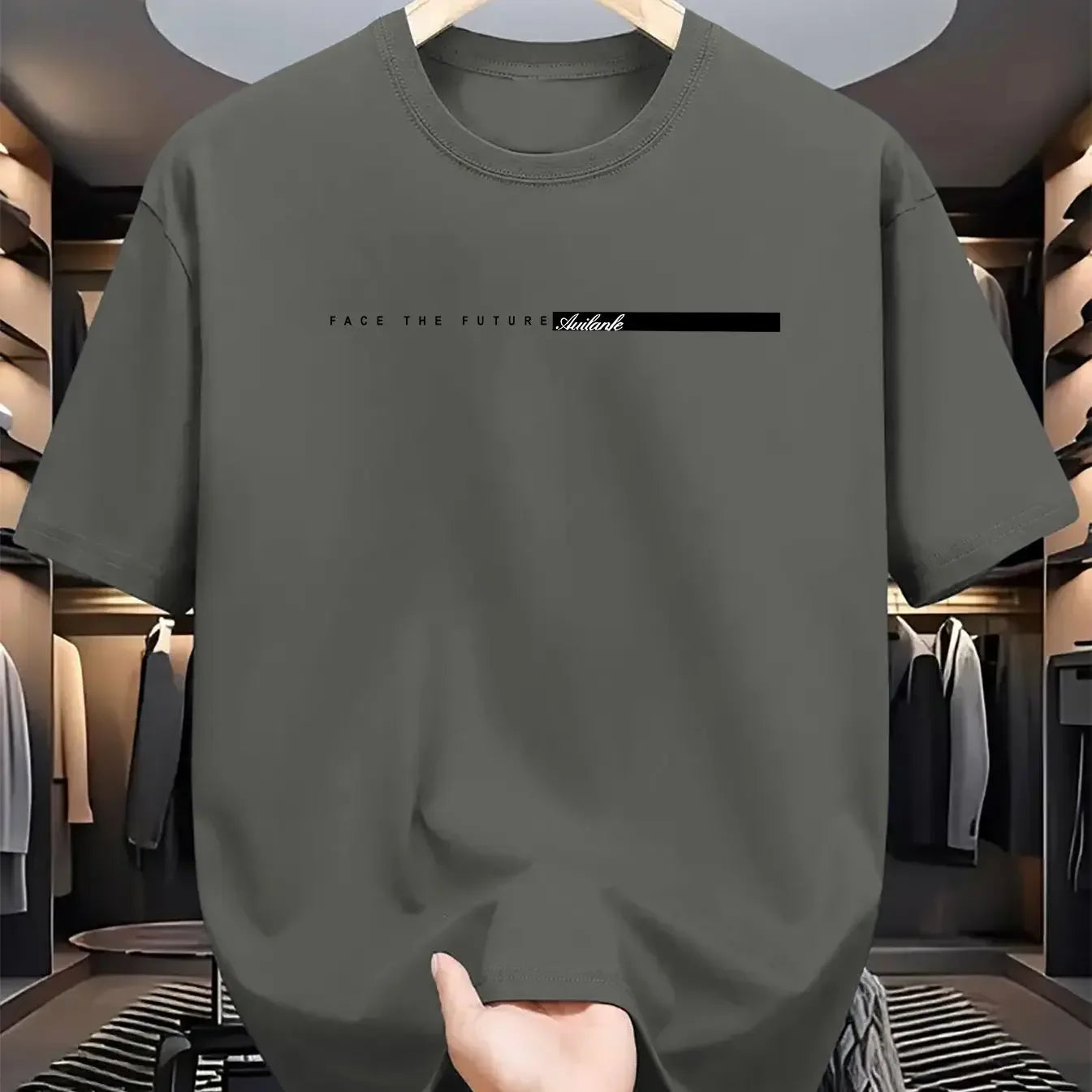 Men's Casual T-shirt, Round Neck Short Sleeves Letter Print Unisex Short Sleeves
