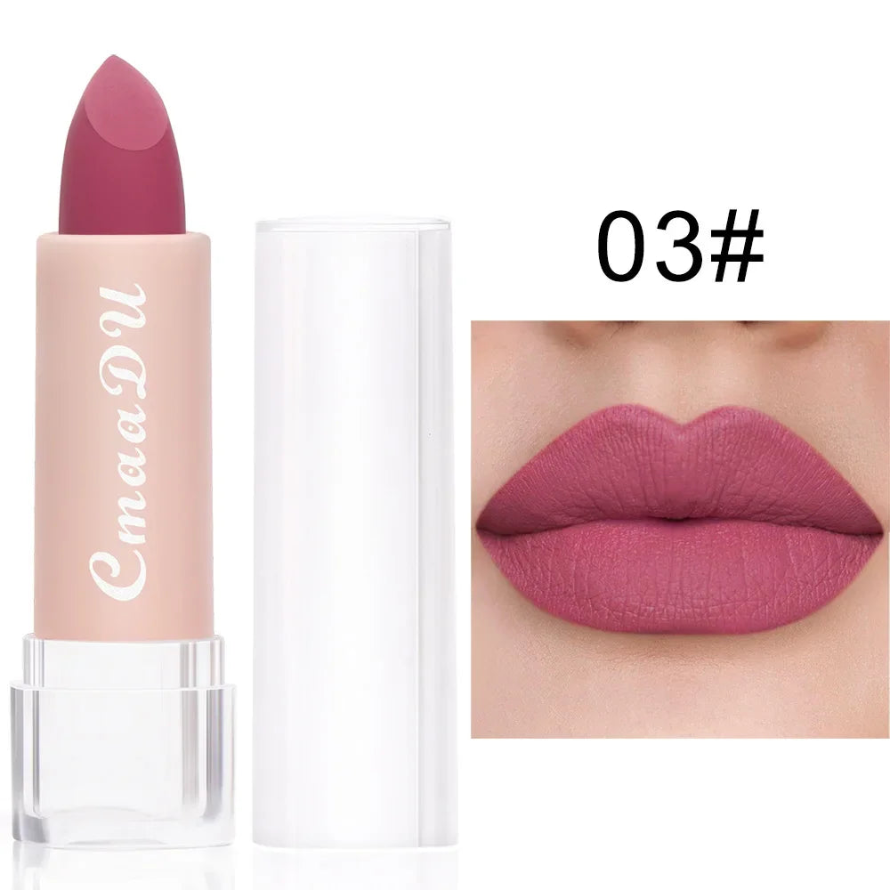 1PC Matte Nude Lipstick Waterproof Long Lasting Non-stick Red Pink Velvet Lipsticks Women Makeup Cosmetic 15 Colors 13 14