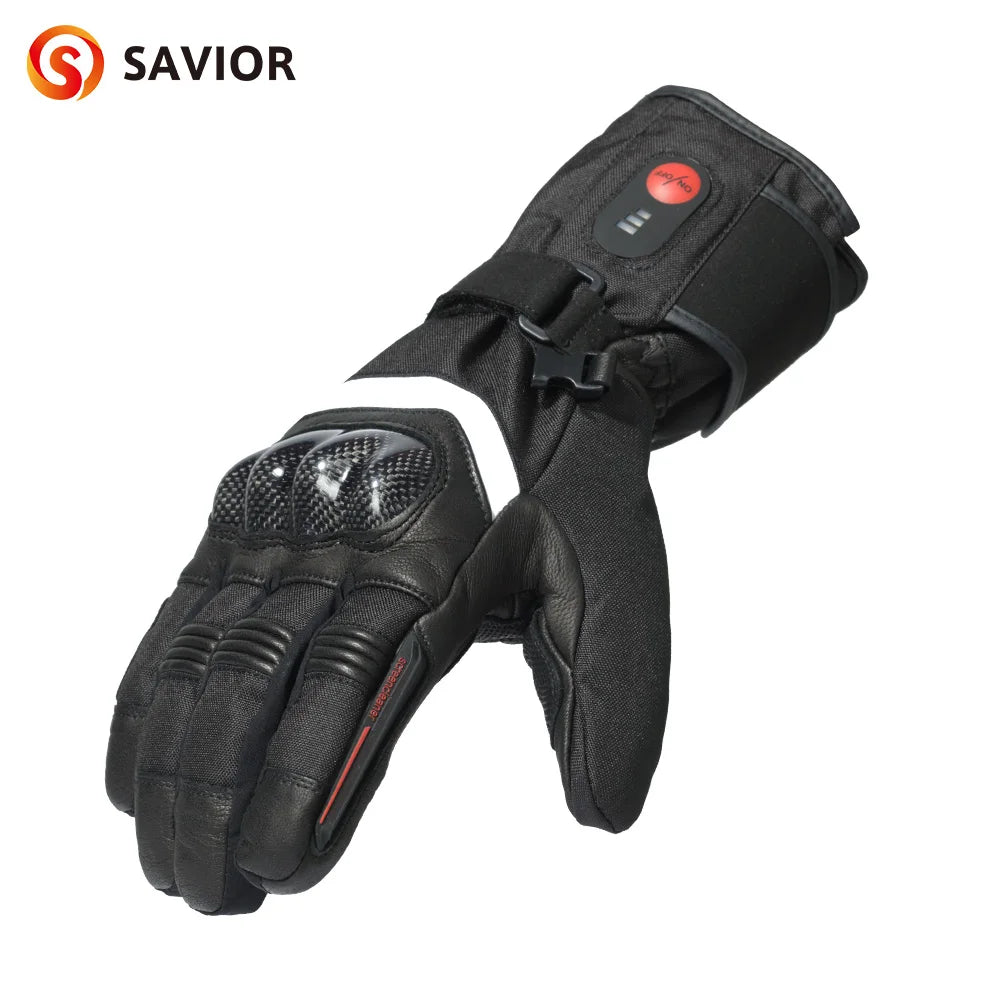 Savior Heat 100% Waterproof Motorcycle Gloves Riding Heating Gloves With Bettery Warmer Hand Joints Leather