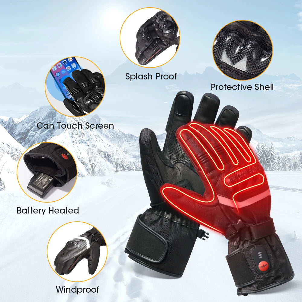 Savior Heat 100% Waterproof Motorcycle Gloves Riding Heating Gloves With Bettery Warmer Hand Joints Leather