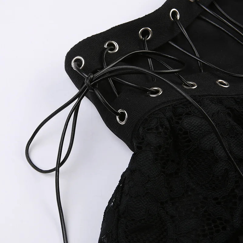 Women's Punk Vintage High Wasit Skirt Zipper Front Black Gothic Cosplay Mini Skirts