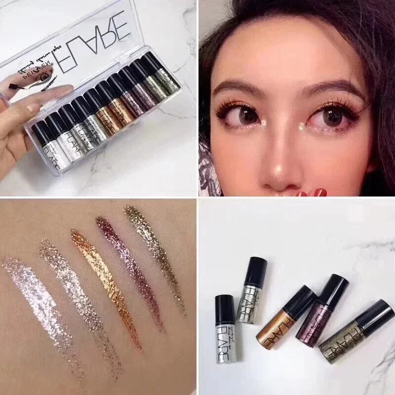1Pcs Professional Shiny Liquid Eye shadow Eyeliner Pigment Silver Rose Gold Color Glitter 05 Gray Gold 02 Gold