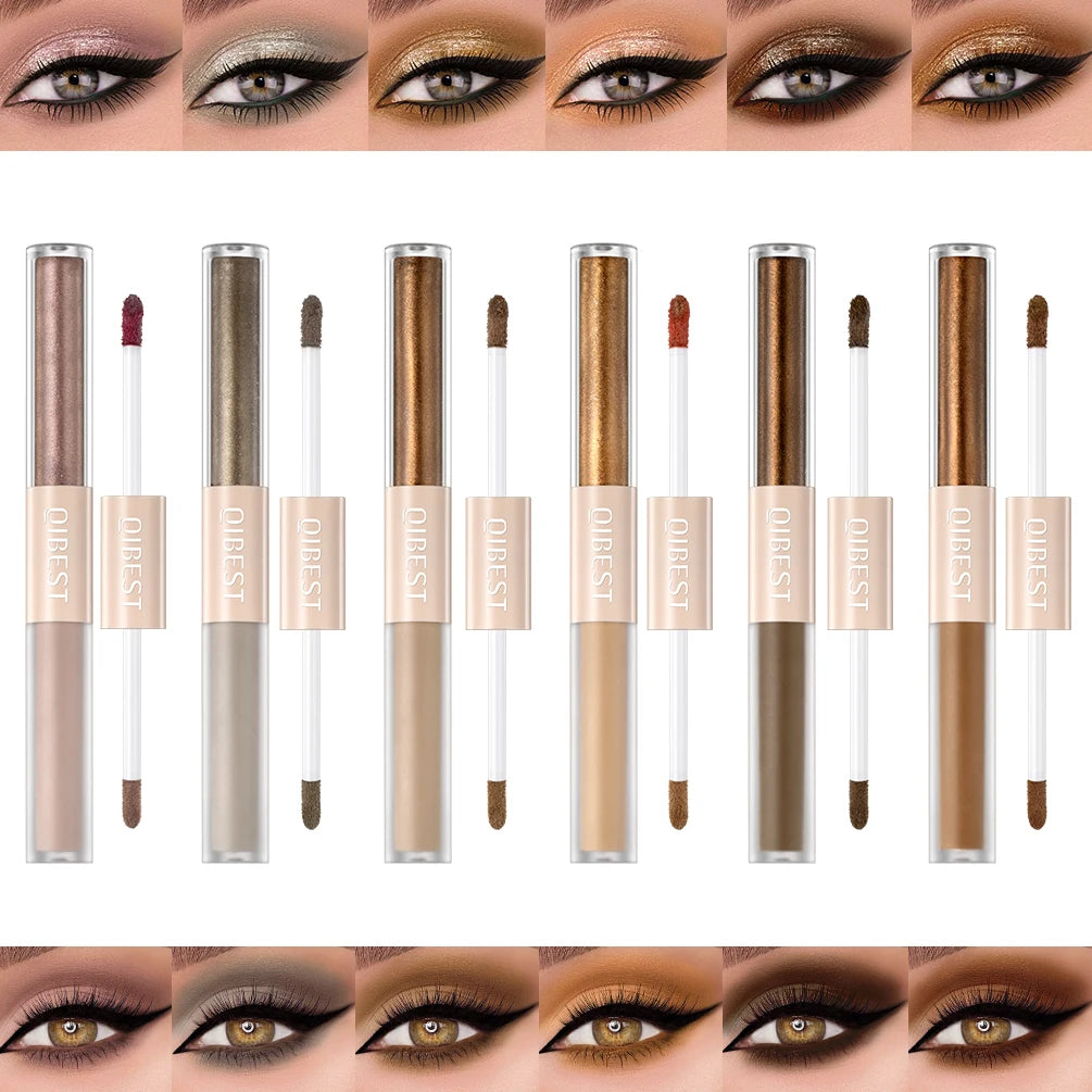 Double End Glitter Matte Eye shadow Stick Pencil Waterproof Bicolor Shimmer
