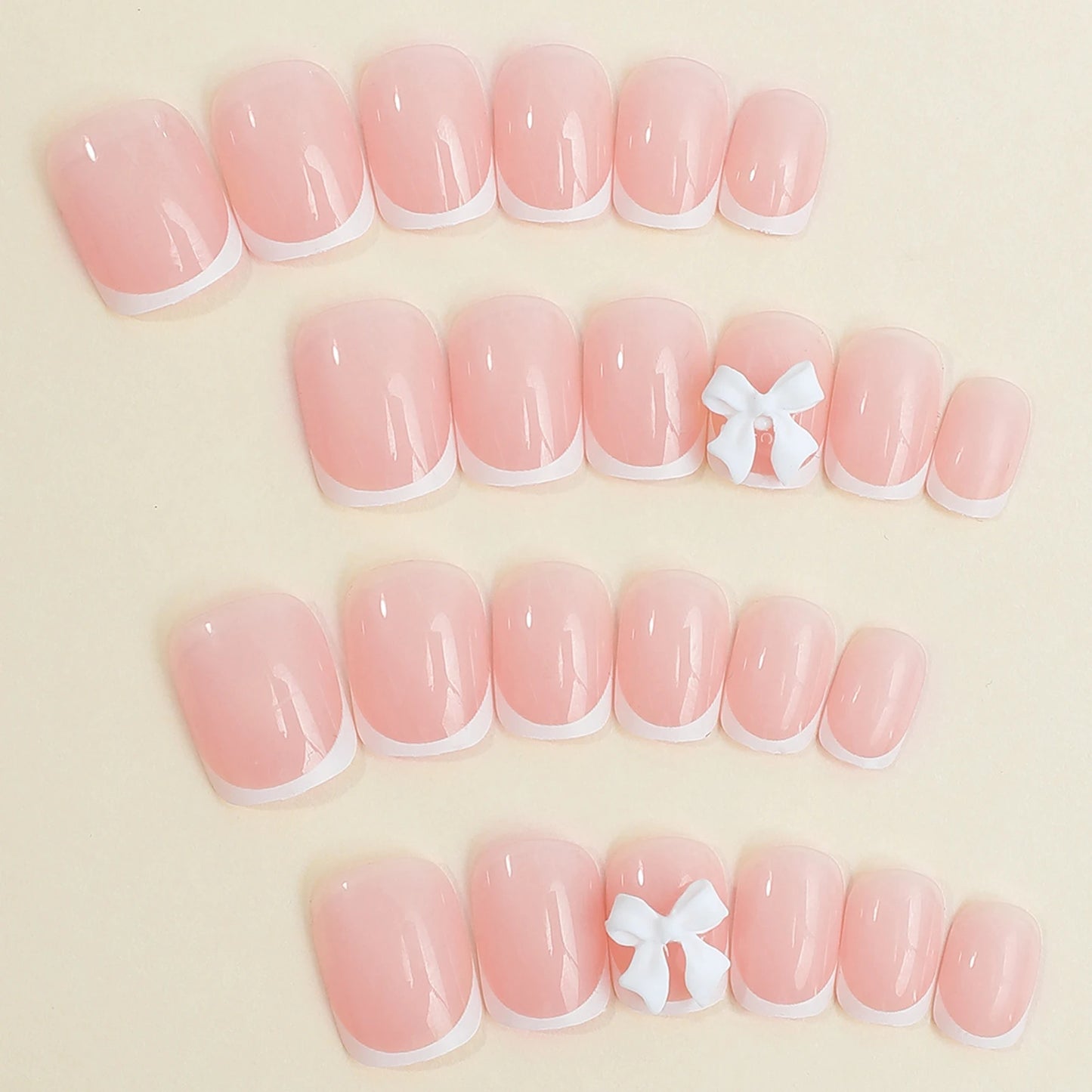 French Tips Press-on Nail Long Lasting Elegant Artificial Nail Manicure