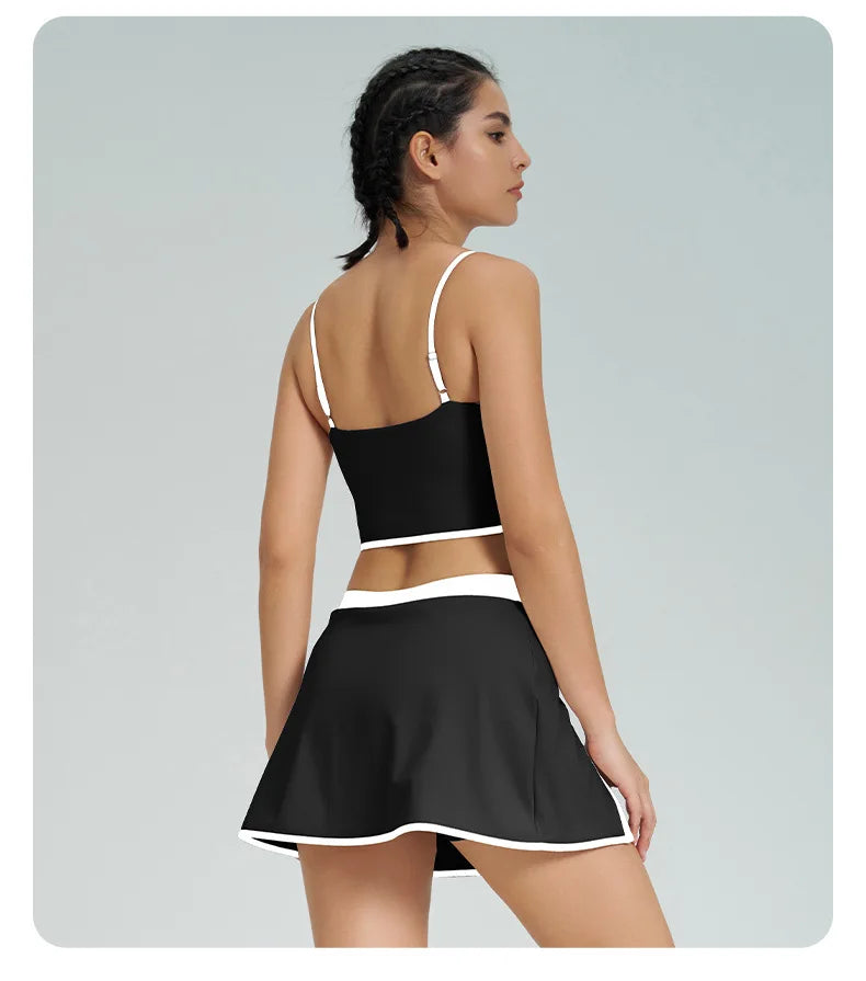 1/2PCS Yoga Set for Women Tennis Outfits Sports Bra Badminton Skirts Workout Sportswear Running Gym Wear Athletic Suits