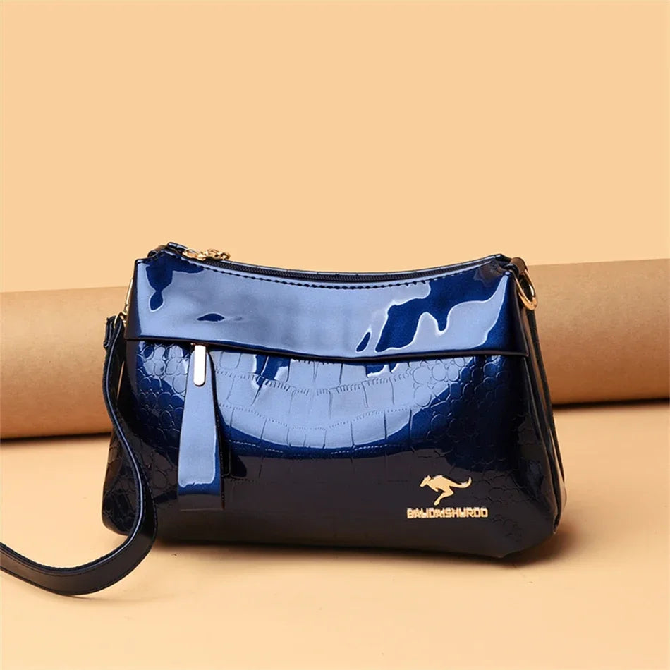 3 Layers Women Handbag Purses Luxury Designer Patent Leather Shoulder Messenger