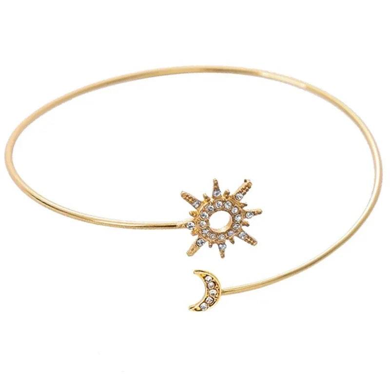 1 Pcs Rhinestones Arm Cuff for Women Armlet Bangle Arm Cuff Flexible - Fashionqueene.com