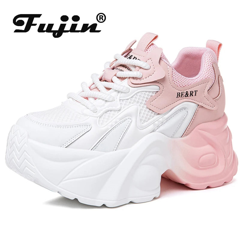 Air Mesh Genuine Leather Vulcanize High Brand Comfy Chunky Sneaker Loafer Platform Women Shoes