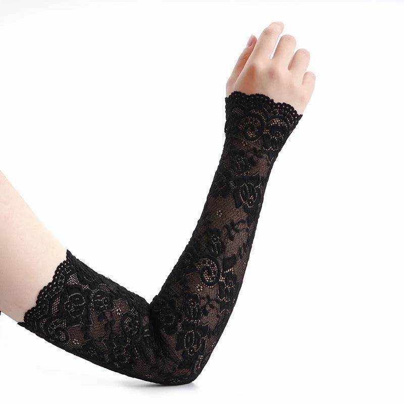 1Pair Lace Flowers Arm Sleeve Gloves Elegant Long Fingerless - Fashionqueene.com