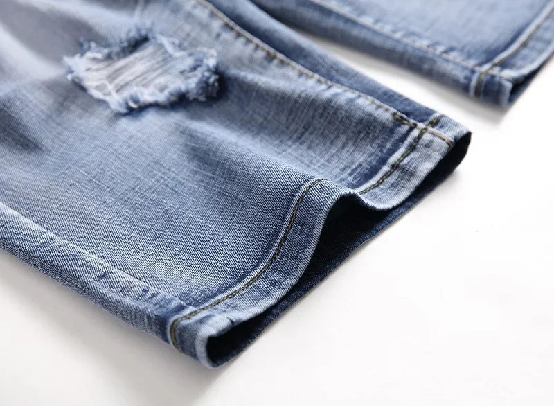 Men's Jeans Trend Denim Shorts Stretch Slim Hip Hop Classic