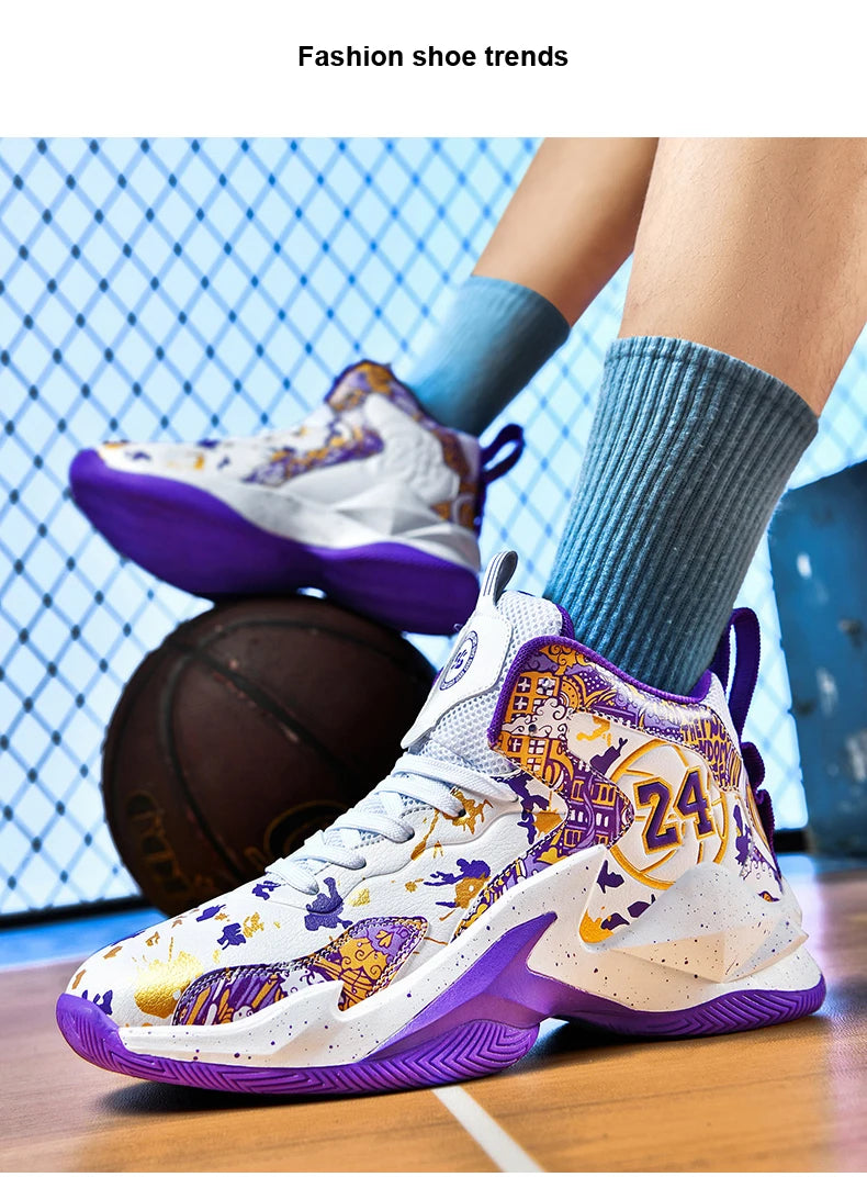Men's Basketball Breathable Outdoor Shoes Fashion Graffiti Training Shoes