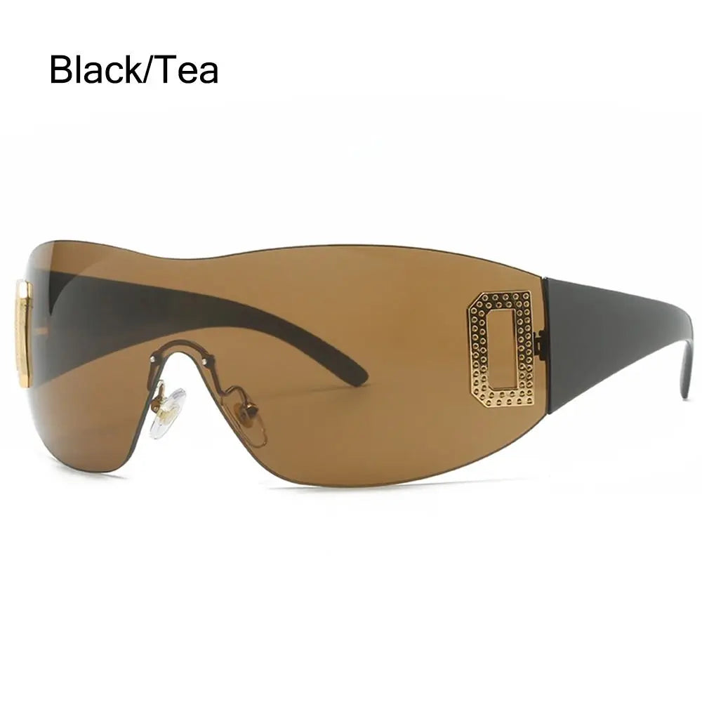 Luxury Y2K One Piece Sunglasses Women Brand Designer New Punk Sports Sun Glasses Men Goggle Shades UV400 Fashion Letter Eyewear