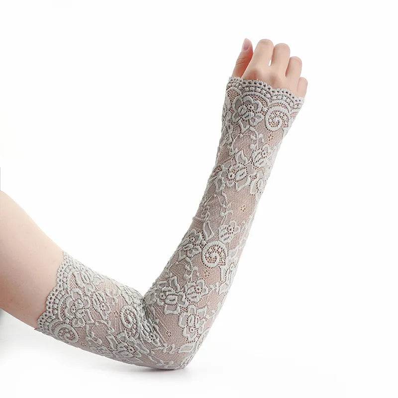 1Pair Lace Flowers Arm Sleeve Gloves Elegant Long Fingerless - Fashionqueene.com