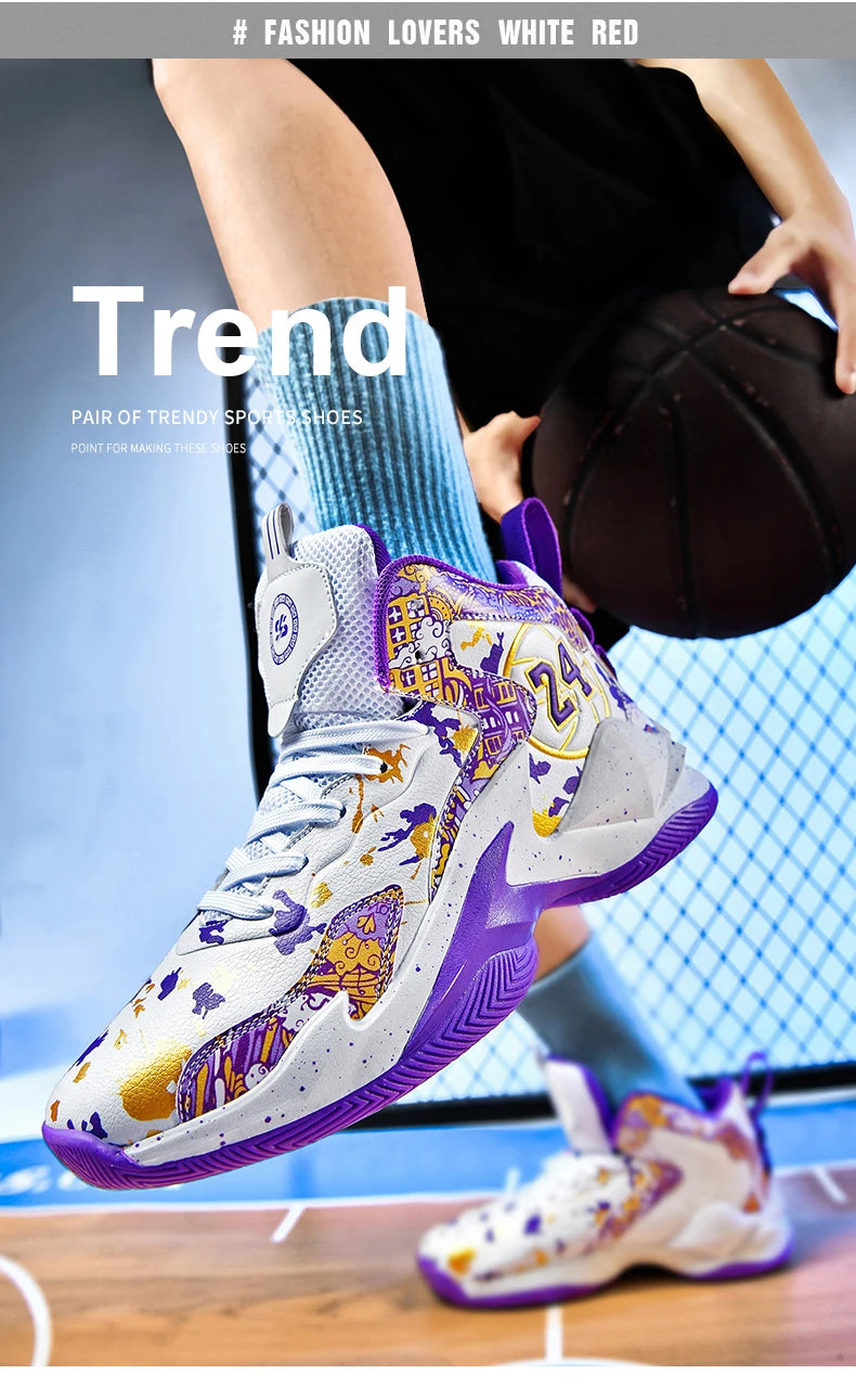 Men's Basketball Breathable Outdoor Shoes Fashion Graffiti Training Shoes