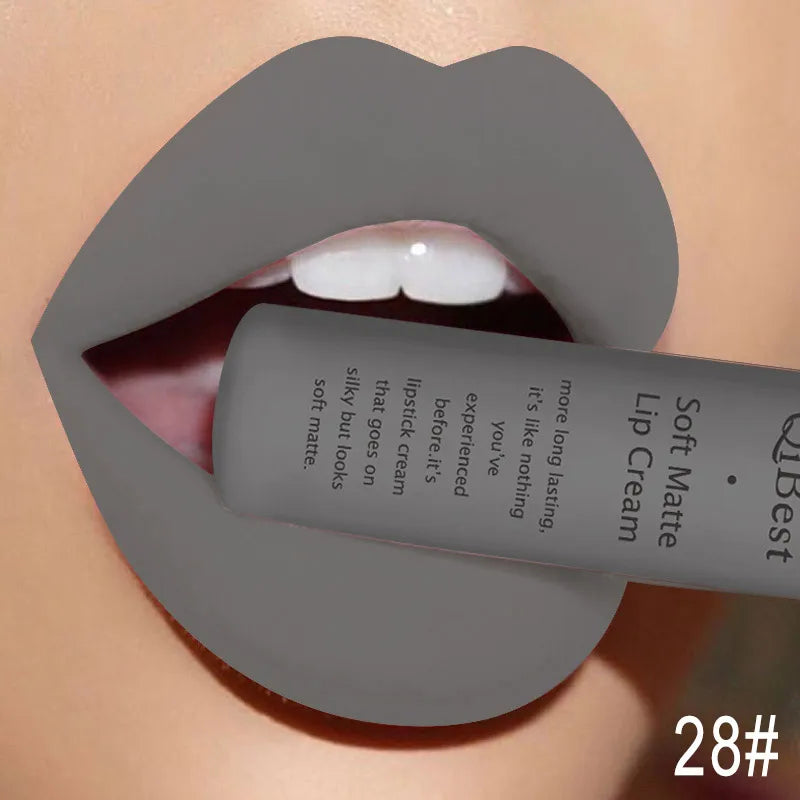 Hot Velvet Matte Nude Lip Gloss Sexy Long Lasting Non-stick Cup Nude Red Liquid Lipstick Waterproof 28