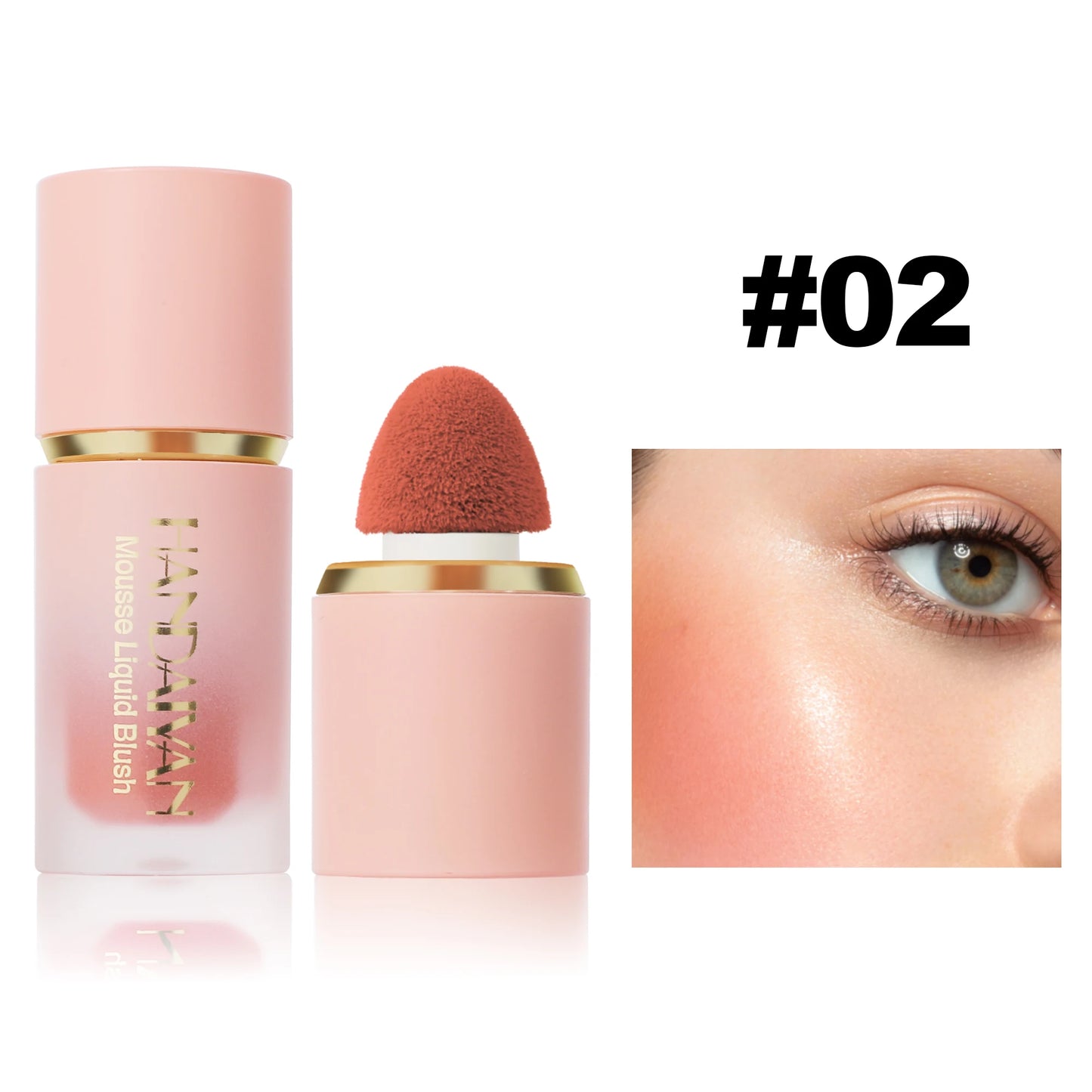Handaiyan Matte Glitter Face Liquid Blusher Smooth Cheek Blush Highlighter Stick Rouge 02
