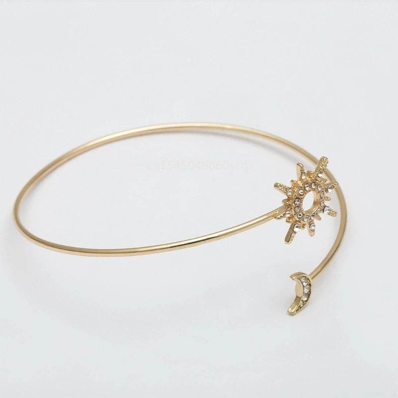 1 Pcs Rhinestones Arm Cuff for Women Armlet Bangle Arm Cuff Flexible - Fashionqueene.com