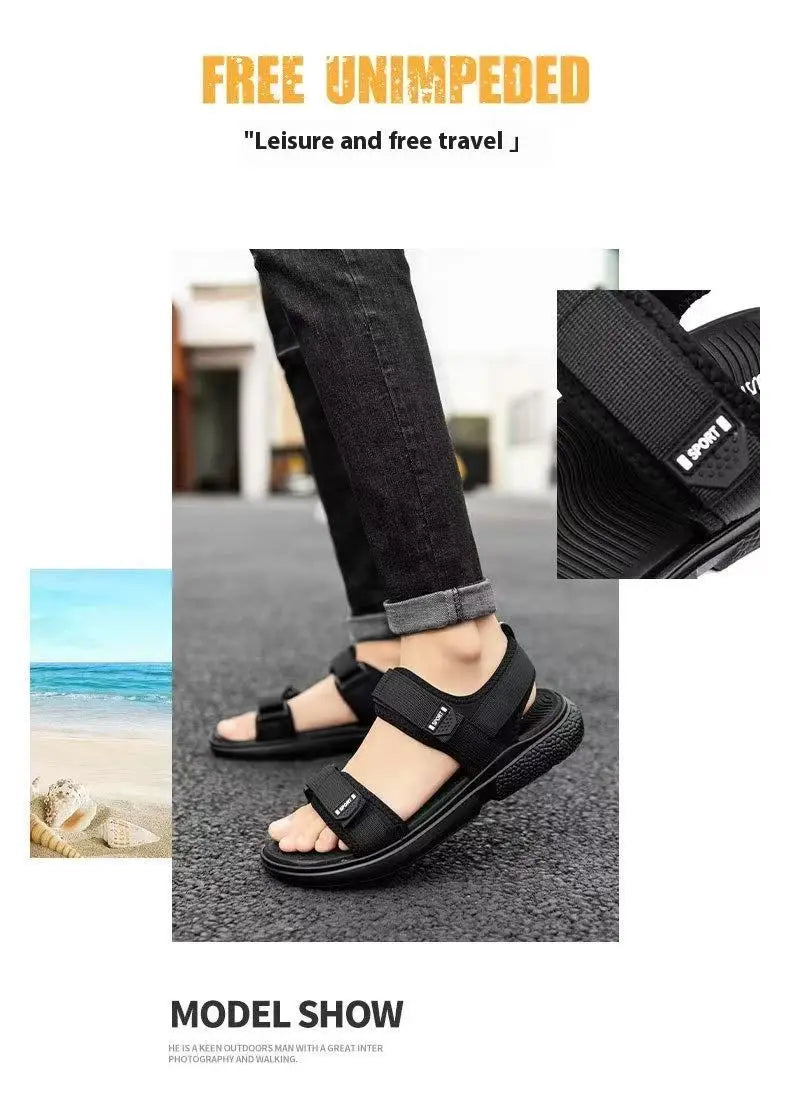 A Pair of Non-Slip Men's Sandals Wear-Resistant Breathable Simple White-Soled