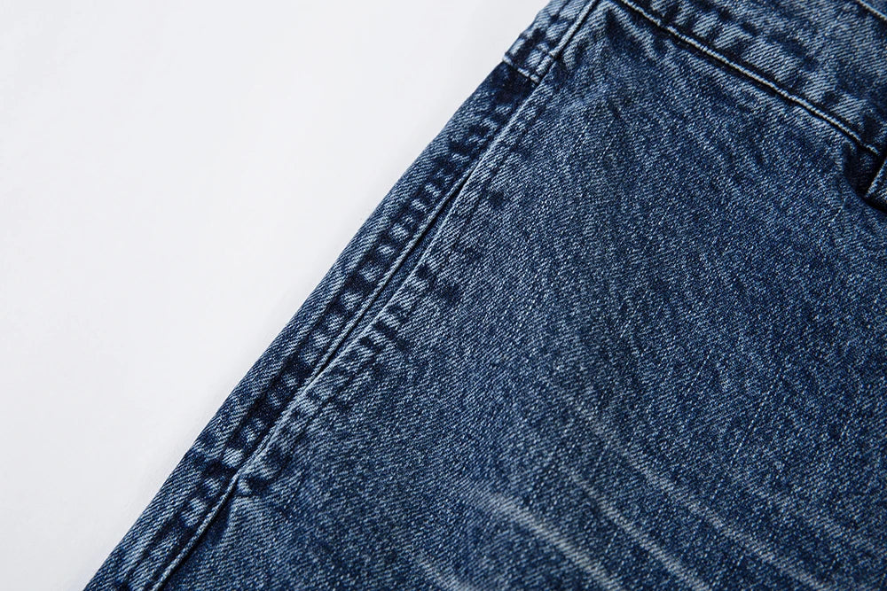 Vintage Streetwear Washed Blue Jeans Pants Mens and Womens Straight Baggy Casual Denim Trousers Oversized Loose Cargos