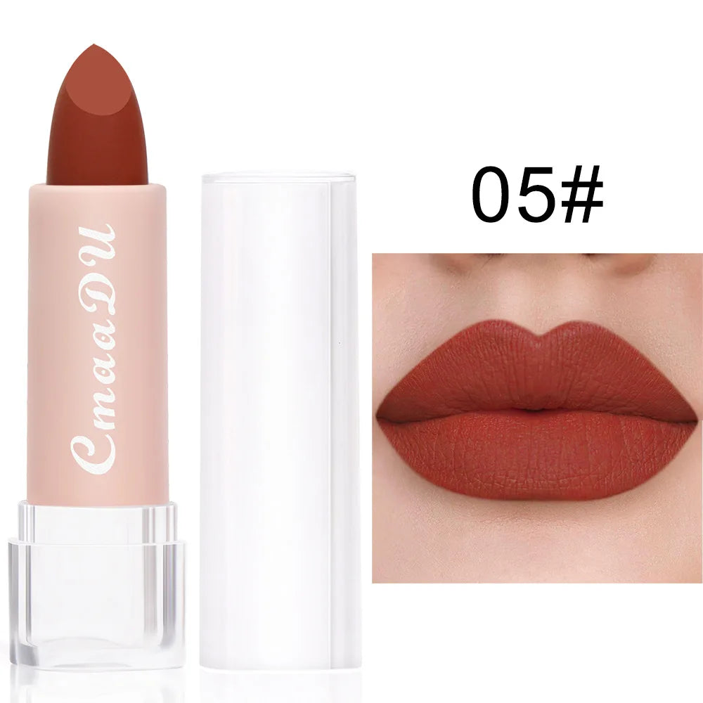 1PC Matte Nude Lipstick Waterproof Long Lasting Non-stick Red Pink Velvet Lipsticks Women Makeup Cosmetic 15 Colors 13 14