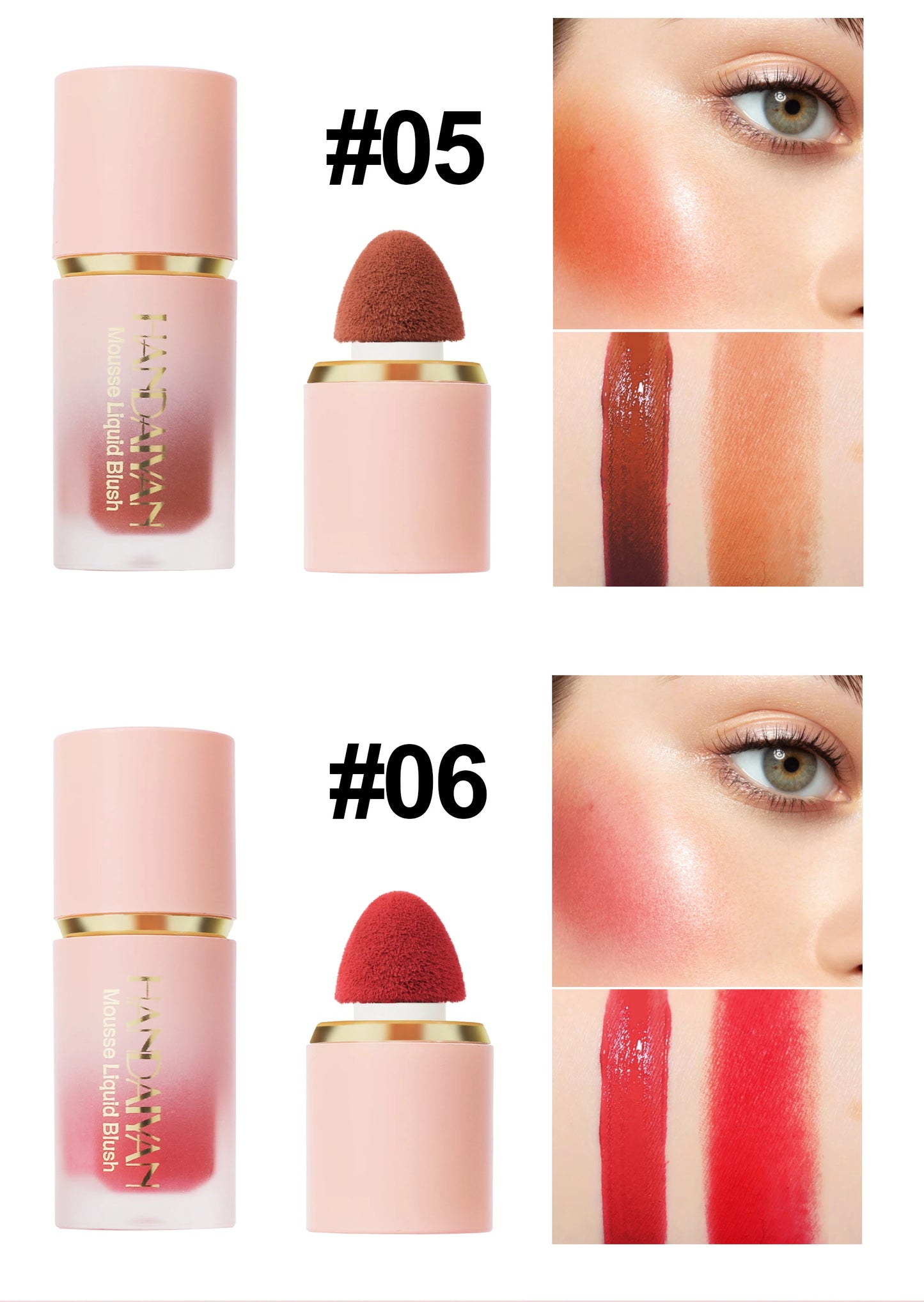 Handaiyan Matte Glitter Face Liquid Blusher Smooth Cheek Blush Highlighter Stick Rouge