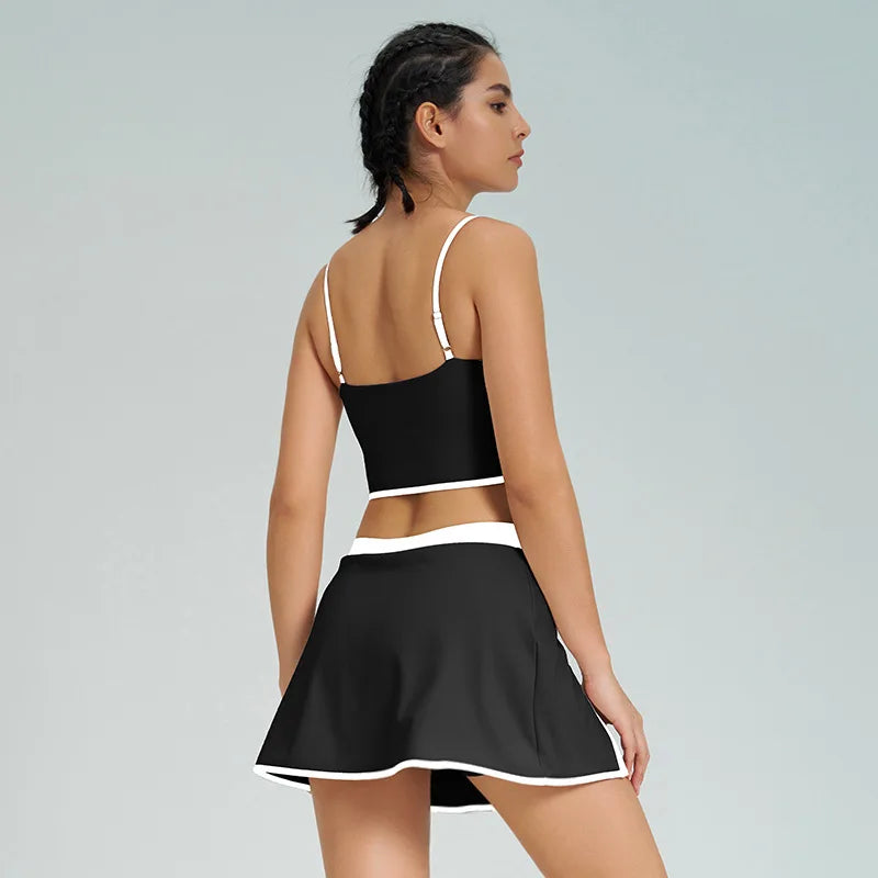 1/2PCS Yoga Set for Women Tennis Outfits Sports Bra Badminton Skirts Workout Sportswear Running Gym Wear Athletic Suits
